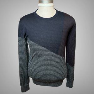 New Hermes 100% Cashmere Mens Crewneck Colorblock Sweater